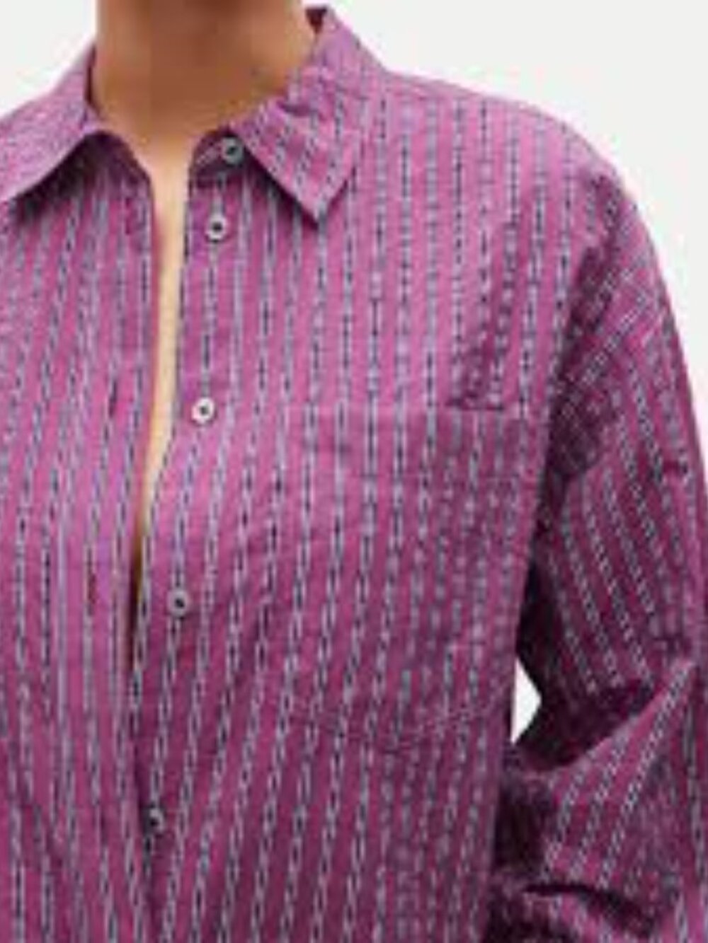 J. Crew Etienne Oversized Shirt, Dobby Stripe, Sz XSM, NWT - Picture 4 of 12